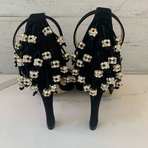 BCBG black strap heels with heel charms - Picture 5 of 8